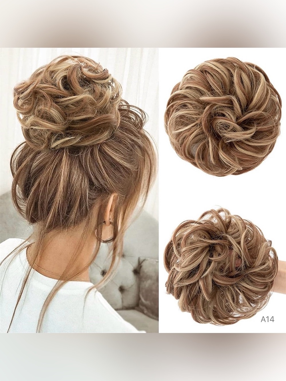 Messy Bun Hairpiece - Light Brown Highlighted Women's Hair Extension